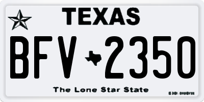 TX license plate BFV2350
