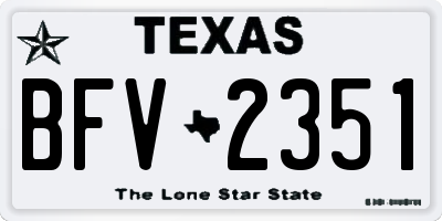 TX license plate BFV2351