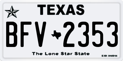 TX license plate BFV2353