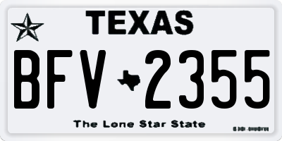 TX license plate BFV2355