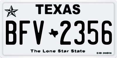 TX license plate BFV2356