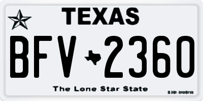 TX license plate BFV2360