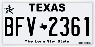 TX license plate BFV2361