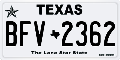 TX license plate BFV2362