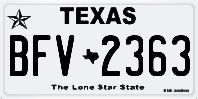 TX license plate BFV2363