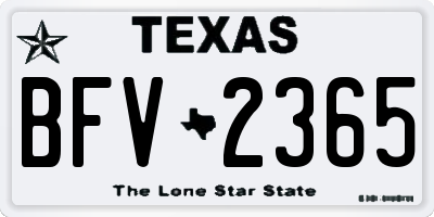 TX license plate BFV2365