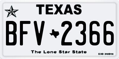 TX license plate BFV2366