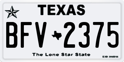 TX license plate BFV2375