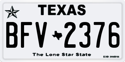 TX license plate BFV2376