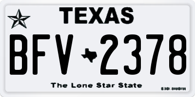 TX license plate BFV2378