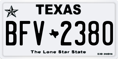 TX license plate BFV2380