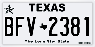 TX license plate BFV2381