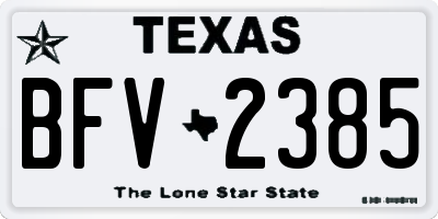 TX license plate BFV2385
