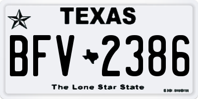 TX license plate BFV2386