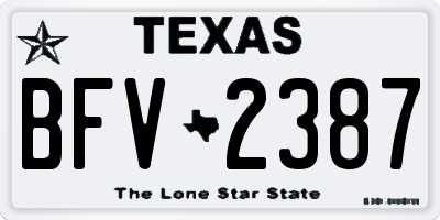 TX license plate BFV2387