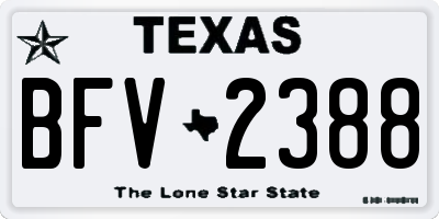 TX license plate BFV2388