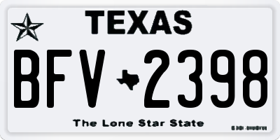 TX license plate BFV2398