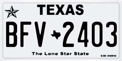 TX license plate BFV2403