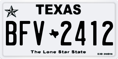 TX license plate BFV2412