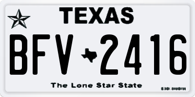TX license plate BFV2416