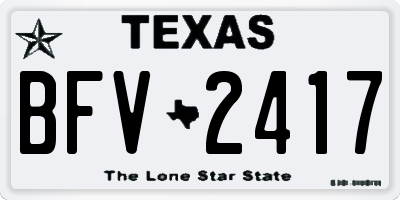 TX license plate BFV2417