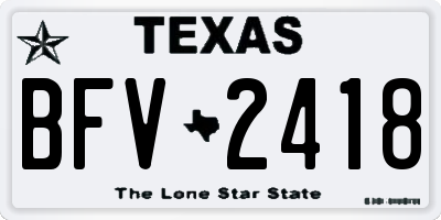 TX license plate BFV2418