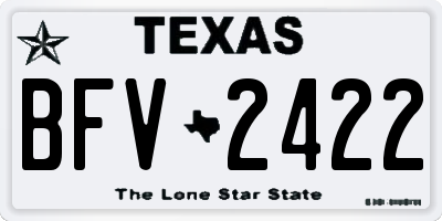 TX license plate BFV2422