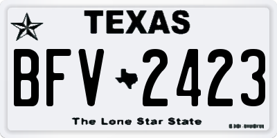 TX license plate BFV2423