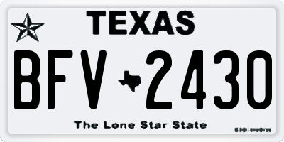 TX license plate BFV2430