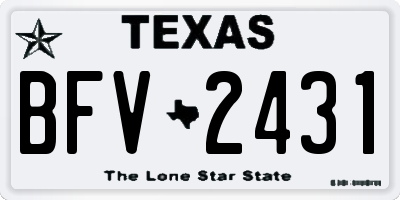 TX license plate BFV2431