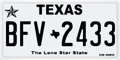 TX license plate BFV2433