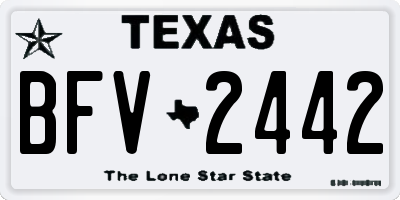 TX license plate BFV2442