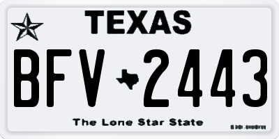 TX license plate BFV2443