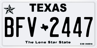 TX license plate BFV2447