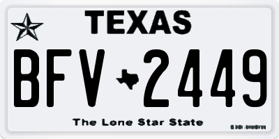 TX license plate BFV2449