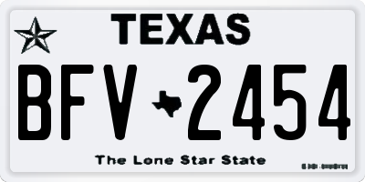 TX license plate BFV2454