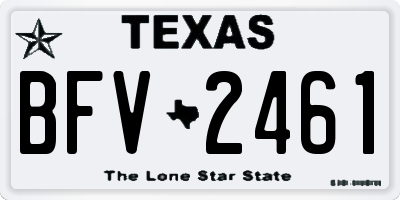 TX license plate BFV2461