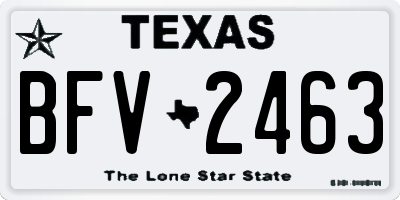TX license plate BFV2463