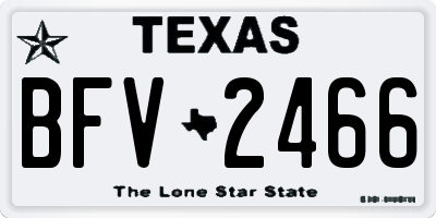 TX license plate BFV2466