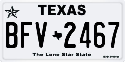TX license plate BFV2467