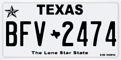 TX license plate BFV2474
