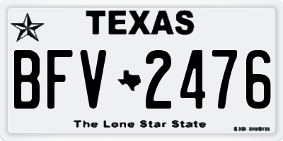 TX license plate BFV2476