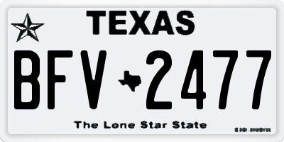 TX license plate BFV2477