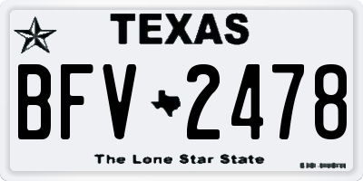 TX license plate BFV2478