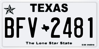 TX license plate BFV2481