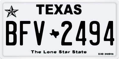 TX license plate BFV2494