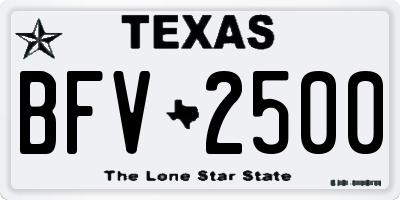 TX license plate BFV2500