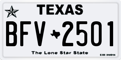 TX license plate BFV2501
