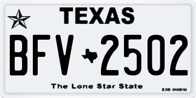 TX license plate BFV2502