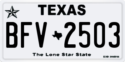 TX license plate BFV2503